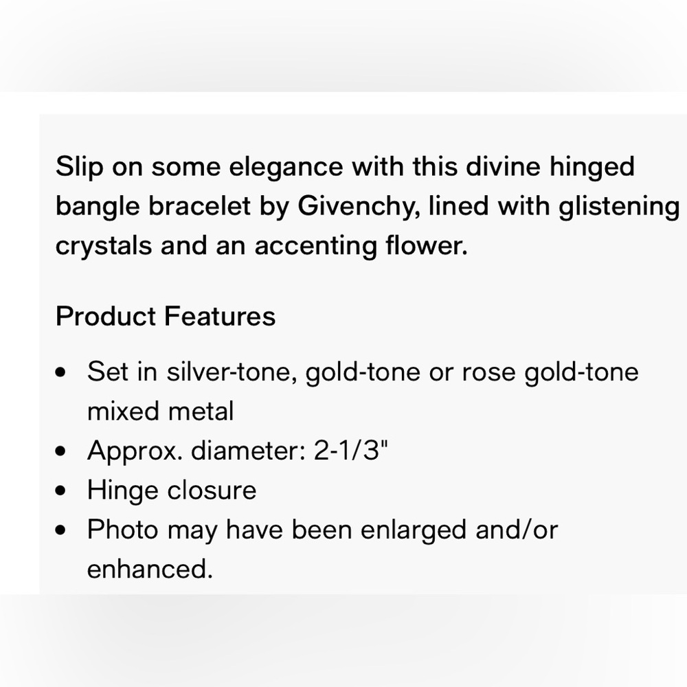 Givenchy Crystal Flower Hinged Bangle Bracelet (R… - image 2